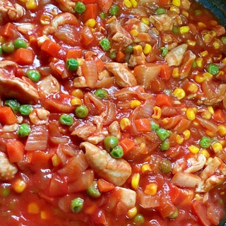 鶏肉とミックスベジタブルのトマト煮